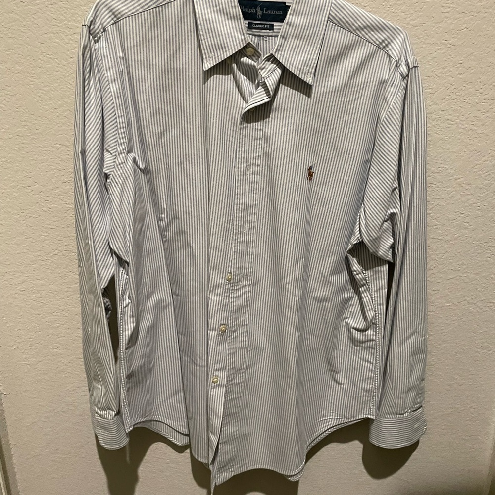 Ralph Lauren Large Blue and white striped dress shirt